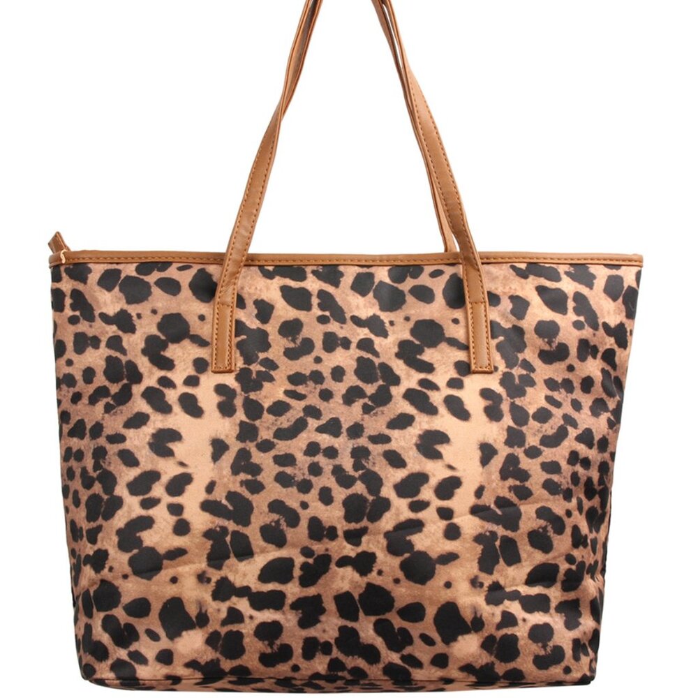 Leopard Print Tote Bag / Laptop Bag - Brown & Black - Style 2- NWT
